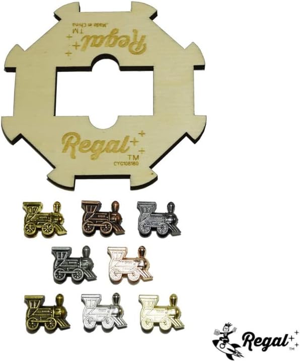 Regal Games - Mexican Train Dominoes Game Set - Double 15 Colored Dot Dominoes - 8 Metal Trains, 136 Tiles, Wooden Hub, Collector’s Tin - Fun Family-Friendly Game - for 2-8 Players