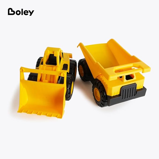 Boley 2-Pack 10-Inch Sand Construction Vehicle Toy Set – Realistic Bulldozer and Dump Truck, Durable Outdoor Play Set for Kids, Imaginative Adventure, Safe and Non-Toxic, for Children