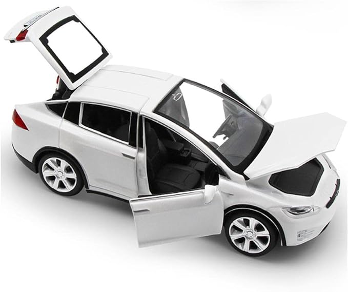 1:32 Scale Model X Alloy Car Model Diecast Toy Vehicles for Kids, Tesla car Model，Pull Back Alloy Car with Lights and Music,Mini Vehicles Toys for Kids Gift ，Children Birthday Gift (Model X -White)