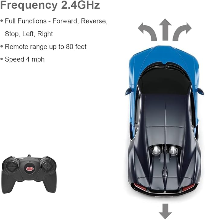 PowerTRC Official Licensed Bugatti Remote Control Car RC Bugatti Cars Bugatti Chiron Toy Model Car 1:24 Electric Sport Racing Toy Car Model Vehicle Licensed Car Series for Adults Boys