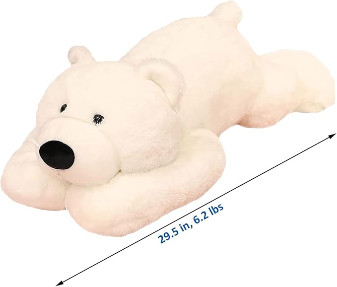 Weighted Stuffed Animals, 29.5in 6.2lbs Weighted Bear Stuffed Animal Toy Cute White Bear Plush Pillow for Adults Boys Girls