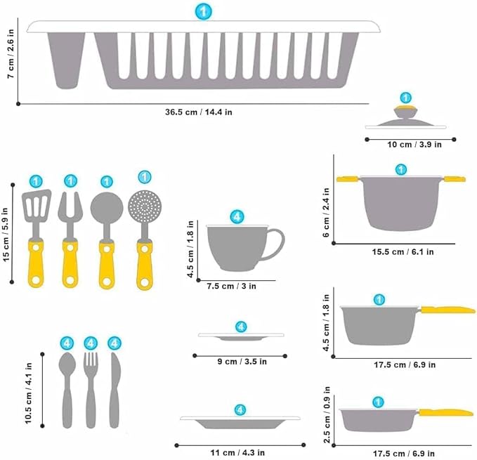 Play Dishes for Kids Kitchen | Pretend Play Kitchen Dishes Set with Drainer | Pretend Dishes Cookware Set | Fun and Colorful Toy Dishes Kit | Childrens Durable Tableware Playset (33 Pcs - Pink)