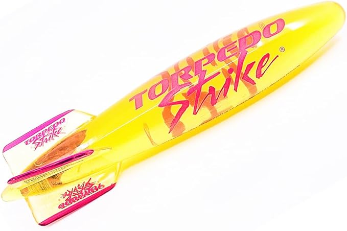 SpinFin 10.25" Large Ultra Premium Pool Torpedo Rocket Spins & Glides Up to 30 Feet Like Underwater Football for Under Water Passing Games Underwater Torpedo Diving Toy Glider (Yellow)