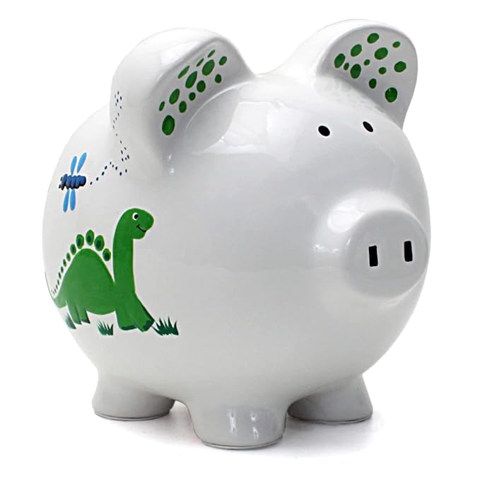 Child to Cherish Ceramic Piggy Bank for Boys, Dinosaur