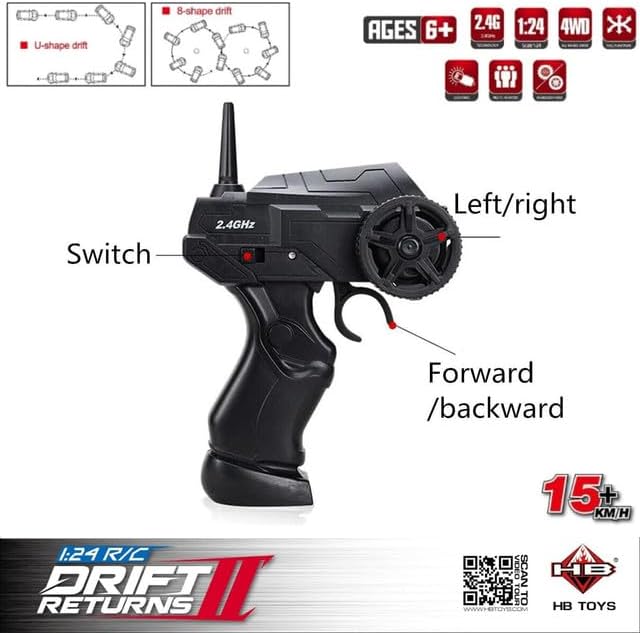 Liberty Imports RC Drift Car 1/24 2.4GHz 4WD Remote Control Sport Racing On-Road Vehicle with LED Light, Batteries and Drift Tires (Style 5)