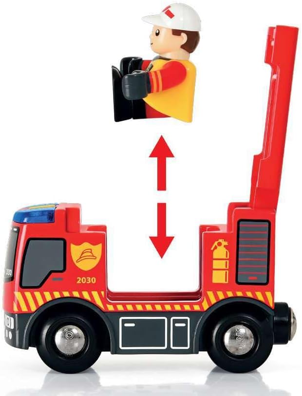 BRIO 33815 Rescue Firefighter Set | 18 Piece Train Toy Set with Fire Truck and Accessories | Kid-Friendly Wooden Tracks | Ideal for Toddlers Aged 3 and Up