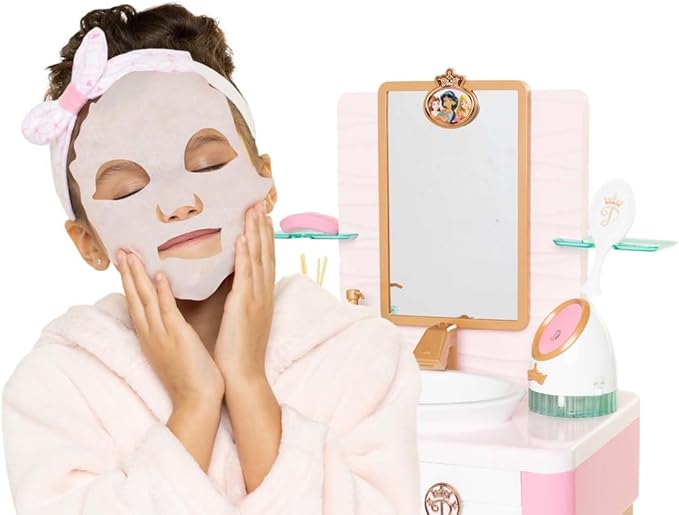 Disney Princess Style Collection Girls Deluxe Day Spa with Realistic Steamer, Play Skincare Essentials & Real Running Water, 20+ Pieces