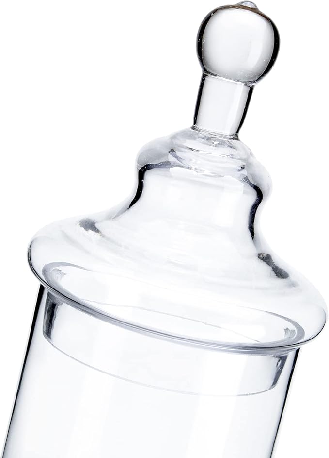 Glass Apothecary Jars, Clear Candy Bowl Dishes Holder Elegant Storage Buffet Display, Decorative Wedding Candy Organizer Canisters (Height: 17" Body: 4")