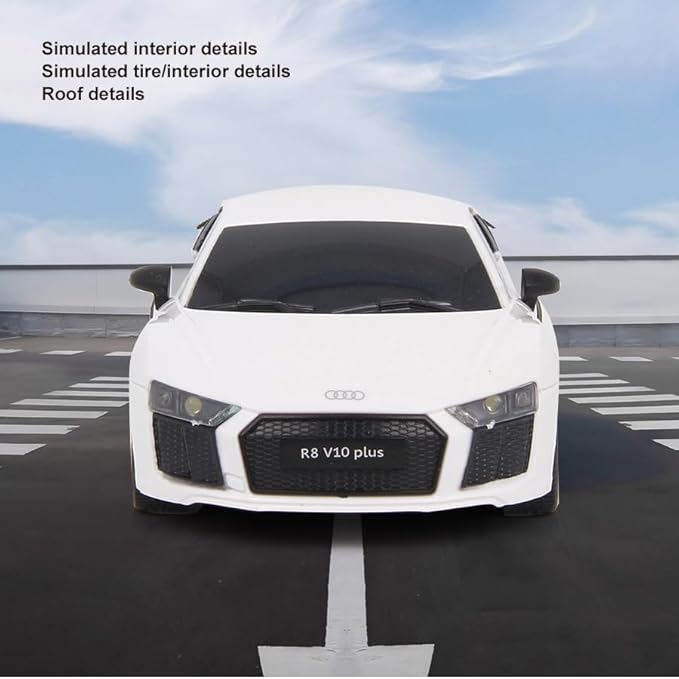 Vinie Remote Control Car for Boys, RC Cars Audi R8, 1:24 Scale Officially Licensed Kids Toys, Drift Car with Cool Led Lights, 4 5 6 7 8 9 10 11 12 Year Old Boy Birthday Gift (White)