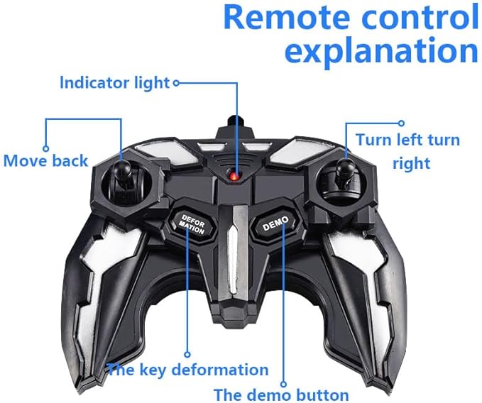 Remote Control Transform Car for Kids,Deformation Car for Boys & Girls 4 5 6 7 8, 2.4Ghz 1:18 RC Transform Robot Toys for Kids, One Button Deformation to Robot with Flashing Light (FM Racing Blue)