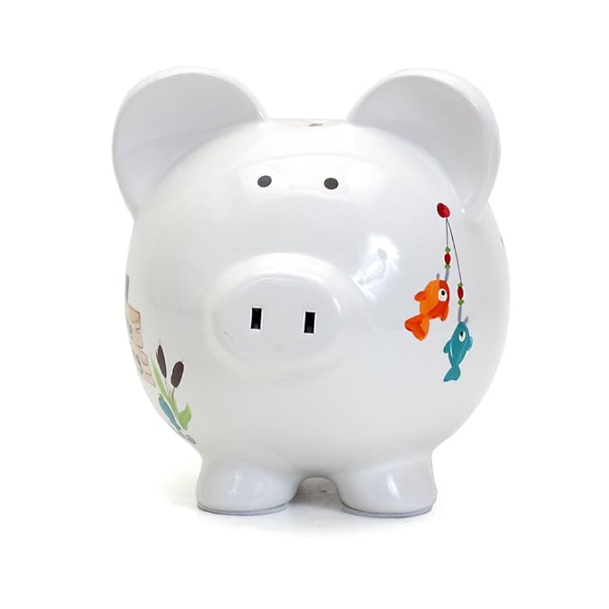 Child to Cherish Ceramic Piggy Bank for Boys, Gone Fishing