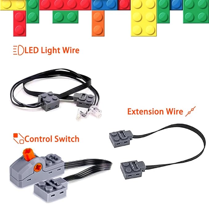 42Pcs Power Function Kit Set Motor Battery Infrared-Remote-Control Receiver Train AdjustableIR Remote Control, Motor Power Change Parts Compatible with mainbrands Technic-Parts