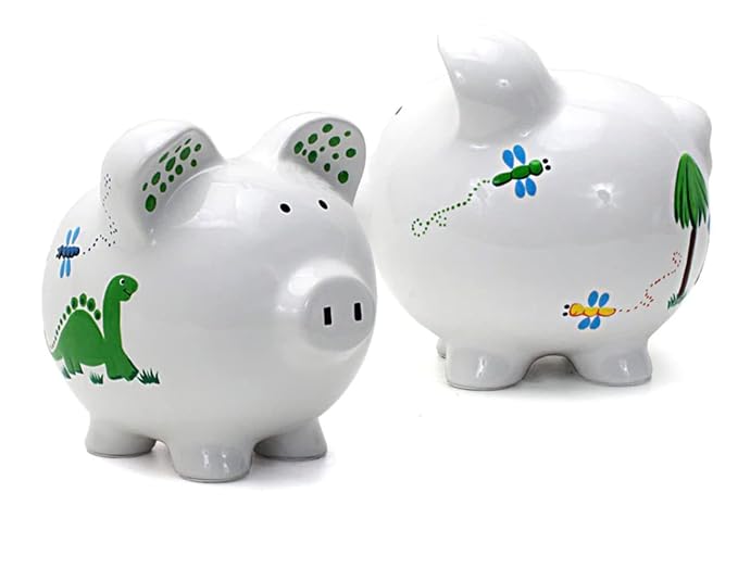 Child to Cherish Ceramic Piggy Bank for Boys, Dinosaur
