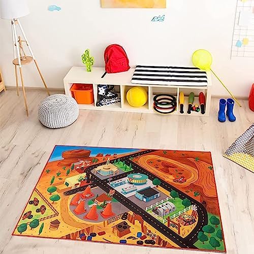 Gertmenian Disney Rug Pixar Boys Girls Childrens Bedroom Decor Kids Home Play Room Mat Bedding Games Area Carpet, 3x5 Small, Red 3X Toy Car Lightning McQueen + Mater + Cruz
