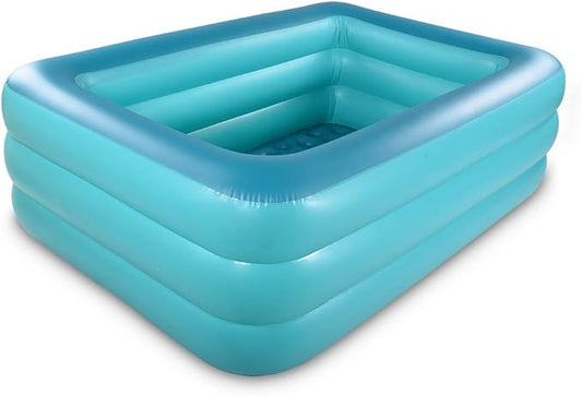 Inflatable Family Swim Play Center Pool, 82" x 56" x 25" Giant Blow Up Pool Summer Water Fun with Inflatable Soft Floor for Family, Garden, Outdoor, Backyard (Green)