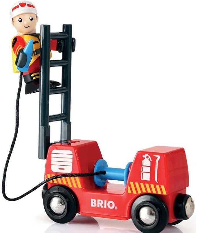 BRIO 33815 Rescue Firefighter Set | 18 Piece Train Toy Set with Fire Truck and Accessories | Kid-Friendly Wooden Tracks | Ideal for Toddlers Aged 3 and Up