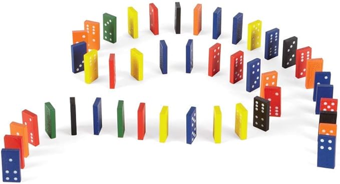 hand2mind Wooden Dominoes Set for Kids, Double Six Dominoes for Toppling, Bulk Domino Blocks, Montessori Math Manipulatives, Kids Dominoes Classroom Set, Kindergarten Learning Games (6 Sets of 28)