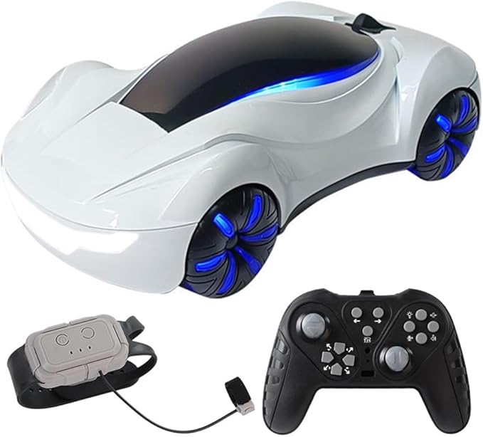 Remote Control Car, Gesture Sensing RC Sunt Car, 2.4GHz RC Drift Car for Kids with Spray Light and Sound, 360?Rotating Side Drifting RC Cars Birthday Gifts for Boys Girls (White), 1 Battery