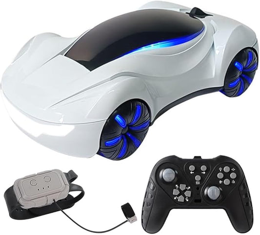 Remote Control Car, Gesture Sensing RC Sunt Car, 2.4GHz RC Drift Car for Kids with Spray Light and Sound, 360?Rotating Side Drifting RC Cars Birthday Gifts for Boys Girls (White), 1 Battery