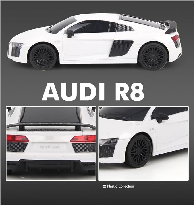 Vinie Remote Control Car for Boys, RC Cars Audi R8, 1:24 Scale Officially Licensed Kids Toys, Drift Car with Cool Led Lights, 4 5 6 7 8 9 10 11 12 Year Old Boy Birthday Gift (White)