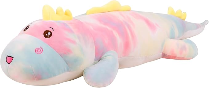 32inch Giant Colorful Dinosaurs Plush Toys Body Pillow, Cute Dinosaur Stuffed Animals Doll, Soft Big Dinosaur Plushies, Gift for Kids Boys, Birthday