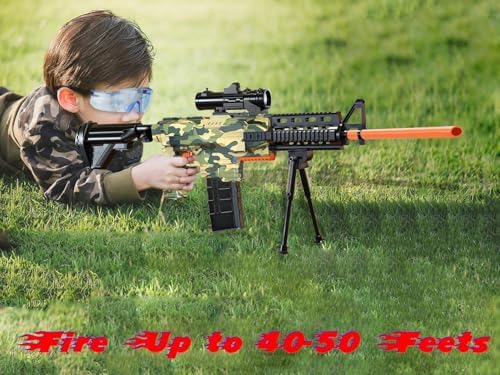 Toy Gun Automatic Sniper Rifle -3 Modes Toy Foam Blasters with Tactical Vest, Bipod, 2 Clips and 150 Darts, Electric Toys for Adults Boys Age 8-12 Gifts for Birthday Xmas