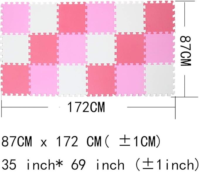 MQIAOHAM Outdoor/Indoor Protective Flooring Mats - Interlocking Reversible Floor Matting Suitable Gym, Play Area, Exercise, Yoga White Pink Rose 101103109