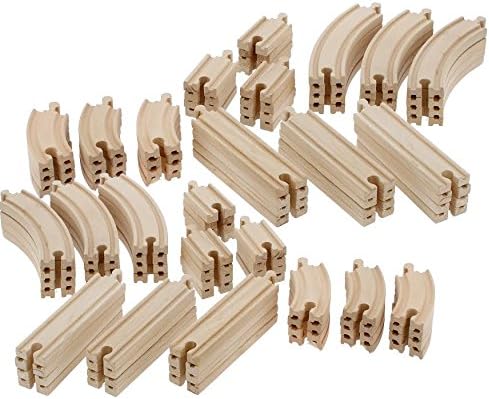 Wooden Train Track 100 Piece Pack - 100% Compatible with All Major Brands including Thomas Wooden Railway System - By Right Track Toys