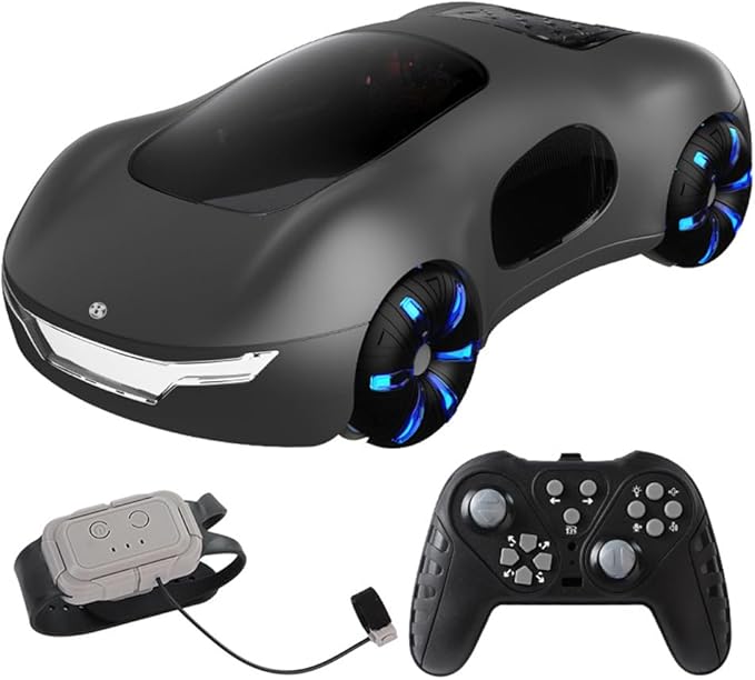 Remote Control Car, Gesture Sensing RC Sunt Car, 2.4GHz RC Drift Car for Kids with Spray Light and Sound, 360?Rotating Side Drifting RC Cars Birthday Gifts for Boys Girls (Black), 1 Battery