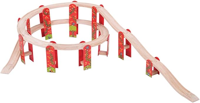 Bigjigs Rail High Level Wooden Train Track | Great Starter Expansion & Connectors Pack for Wood Railway Sets | Toy Pack Comes with Bridge & Ramp | Ideal Educational Kids Gifts for Boys & Girls Age 3+