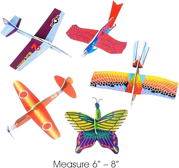 ArtCreativity Foam Flying Glider Assortment for Kids, Set of 48, Lightweight Planes with Various Designs, Individually Packed Airplanes, Fun Birthday Party Favors, Goodie Bag Fillers for Boys & Girls