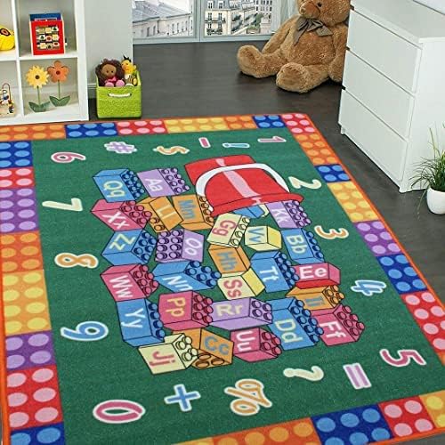 Kids Rug Building Bridges Area Rug 5'x7' (Approx : 4'11" X 6' 10") Non Slip Gel Backing