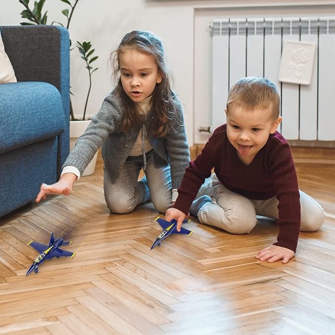 ArtCreativity Diecast F-18 Blue Angel Jets with Pullback Mechanism, 2 pcs, 6.75 inches Diecast Metal Jet Plane Fighter Toys for Boys, Air Force Military Cake Decorations, Aviation Party Favors