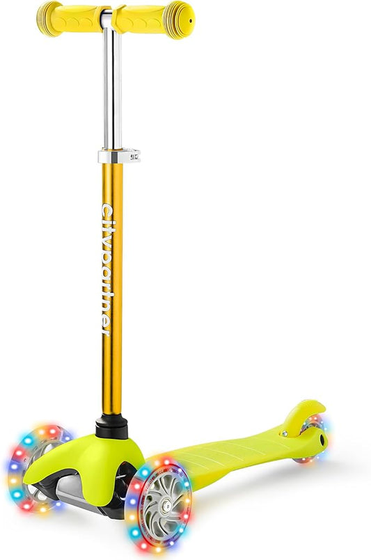 Kids 3-Wheel LED Kick Scooter - Adjustable Height, Lean-to-Steer for Boys & Girls Ages 3-8