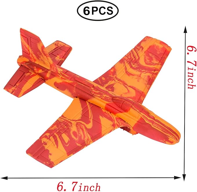 6Pcs Foam Airplanes Glider Outdoor Toy -Glider Planes for Kids - Foam Planes for Kids - Perfect Party Favor or Goodie Bag Toy - Fulfill Your Child's Aviation Dreams