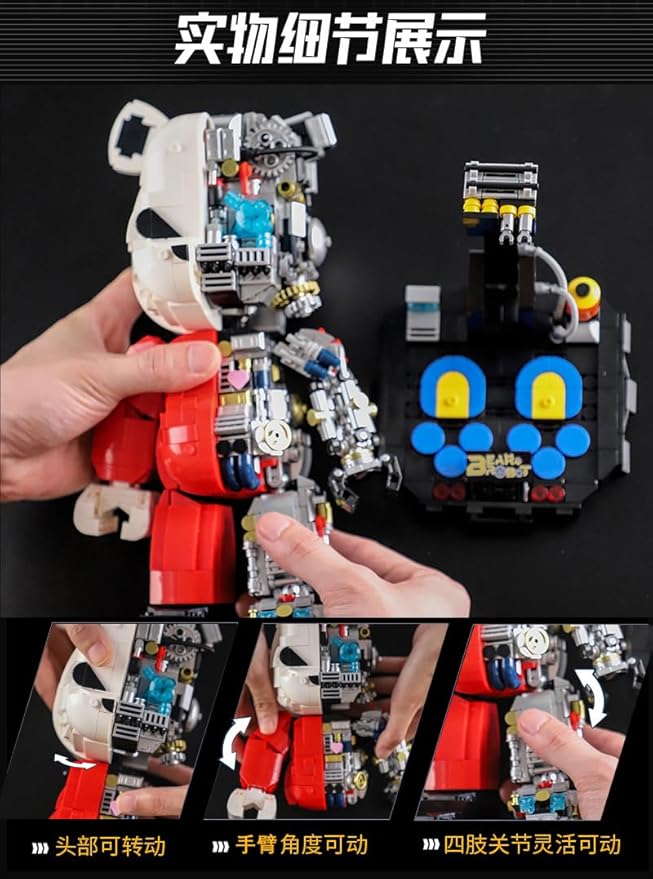 Mechanical Bear Small Particle Tidal Play Building Block Puzzle Toy for Adults & Kids,Compatibility with Lego Birthday Gift (JXX)
