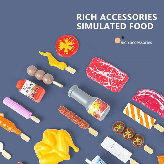 80-Piece Interactive BBQ Grill Playset Toy - Realistic Pretend Cooking Set with Grill Tools & Food Accessories for Kids Ages 3-8, BPA-Free Learning Toys for Boys Girls Toddlers