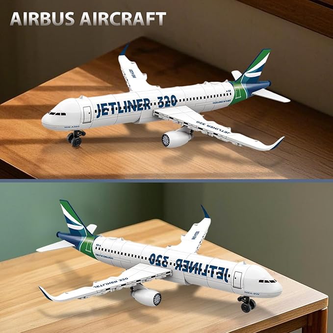 DAHONPA Airbus A320 Building Blocks Set, 129 Pieces Airplane Airliner Building Toy, Gift for Kid and Adult