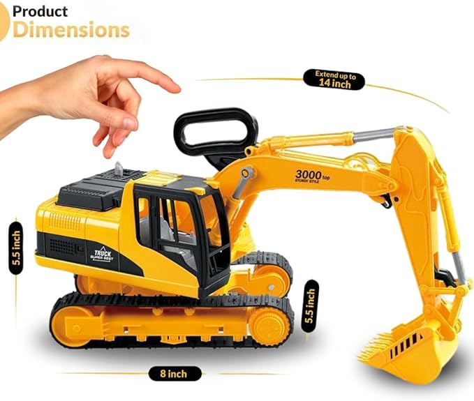 Liberty Imports Oversized Construction Excavator Kids Toy Play Truck, Large Digger Vehicle for Boys with Realistic Movable Claw, Tracks 1:22 Scale Model