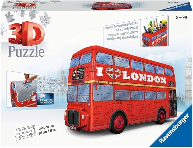 Ravensburger London Bus 216 Piece 3D Jigsaw Puzzle for Kids and Adults - 12534 - Great for Any Birthday, Holiday, or Special Occasion