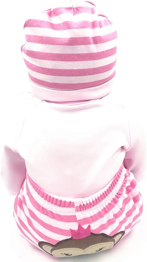 Reborn Baby Doll Clothes for 20-22 inch Reborn Doll Girl Pink Monkey Outfit Accessories 4 Pieces