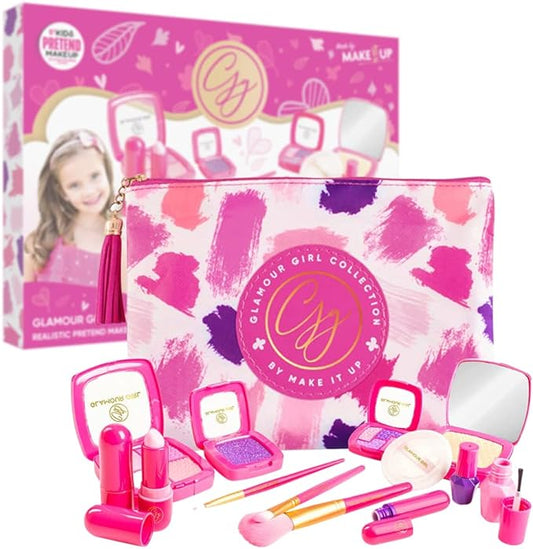 Pretend Play Kids Makeup Kit I Toddler Girl Toys Make Up Set with Cosmetic Bag I Toddler Makeup Kit for Toddler Vanity I Original Pretend Makeup Kit for Girls Gifts Play Makeup Kit for 2 Year Old & Up