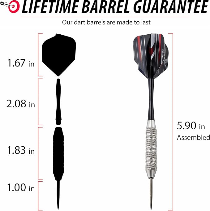 Fat Cat Darts Set in a Jar: Steel Tip Darts with Storage/Travel Container, 20 Grams (Pack of 15, 21 and 27 Darts)