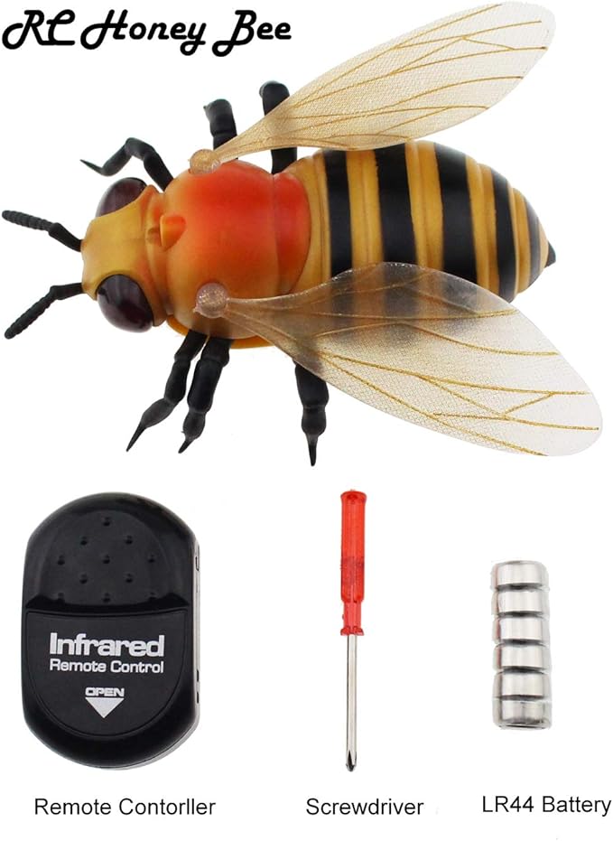 Tipmant Realistic RC Honey Bee Toys IR Remote Control Honeybee Insect Vehicle Electric Animal for Cat Dog Kids Birthday Gifts
