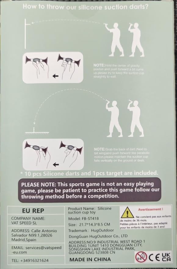 HugOutdoor 10Pcs Colour Suction Cup Darts (4.3 Inch Large Size) Silicone Sucker Soft Dart Kids Sticky Toy Indoor and Outdoor Sports Throwing Games