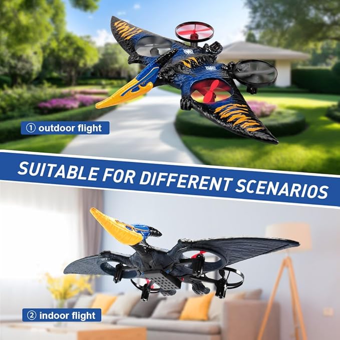 jaming Pterodactyl Dinosaur Toys Drone for Kids and Adults Easy to Fly Dragon Remote Controlled Aircraft for Beginners Hobby RC Plane Toys Birthday Gifts for Boys