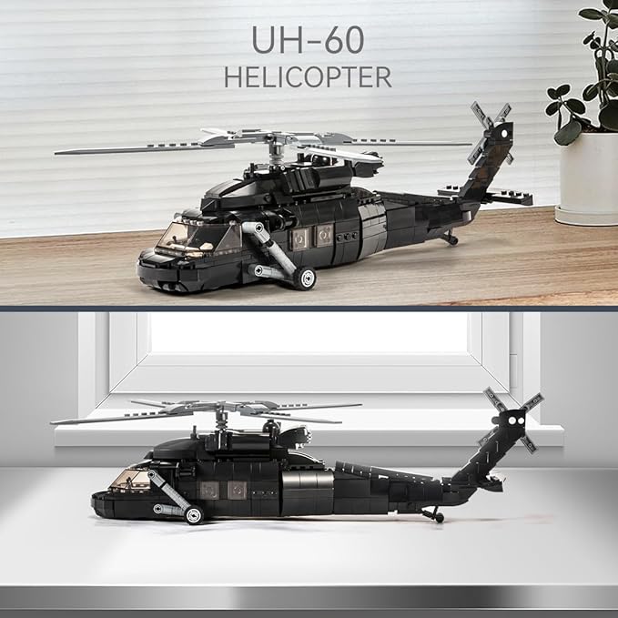 DAHONPA UH-60 Helicopter Black Hawk Medium Utility Military Army Airplane Building Bricks Set, 660+ Pieces Air-Force Build Blocks Toy, Gift for Kid and Adult