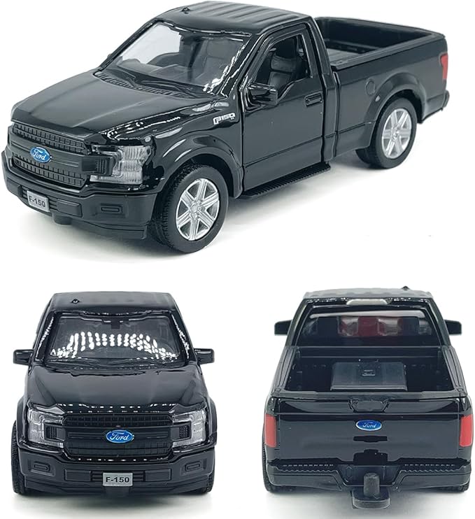 F-150 Pickup Truck Trailer Towing Horse Transporter Farm Trailers, Doors Open, 1/36 Scale Model Car Diecast Metal Toy Cars, 3 4 5 6 7 Year Old Kids Boys Gifts, Cake Topper Home Office Décor Collection