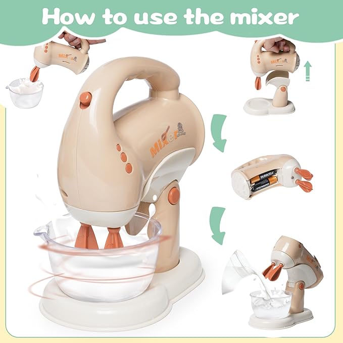 Kitchen Appliances Toy for Kids Kitchen Pretend Play Toy Play Kitchen Set with Coffee Maker Blender Espresso Machine Water Dispenser Toaster Mixer Realistic Sounds for Boys Girls 3+