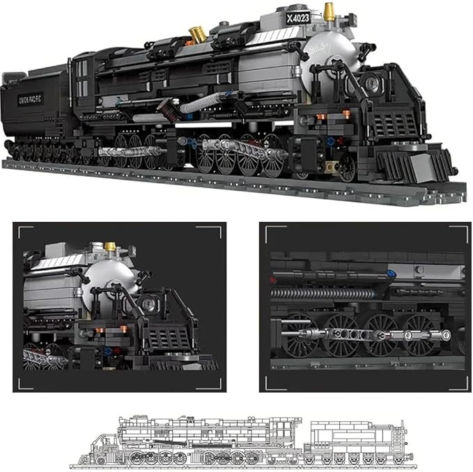 Big Boy Steam Train Building Block Toy, BIGBOY Locomotive Articulated Train Display Model Set with Train Tracks for Train Lovers, Teenagers and Adults(1608 Pieces)